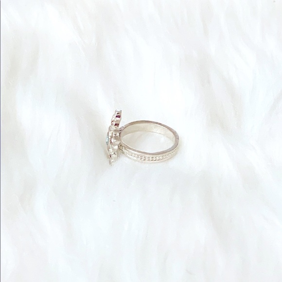 Snow Flake Blue Gemstone Silver Ring. - Picture 2 of 4